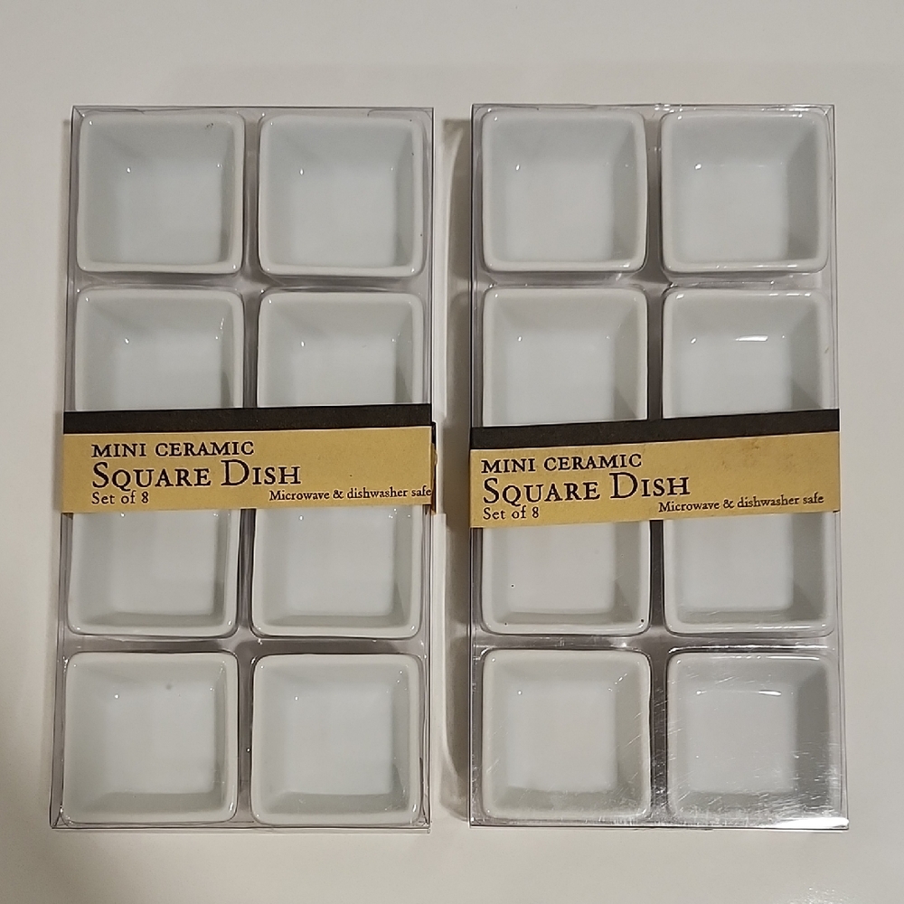 Mini Ceramic Square Dish Set of 16